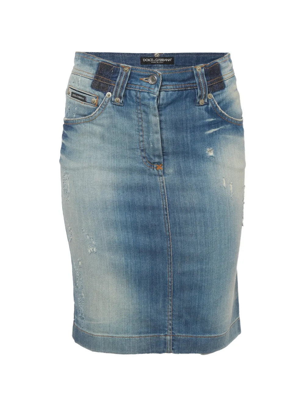 Dolce & Gabbana Pre-Owned faded denim pencil skirt - Blu