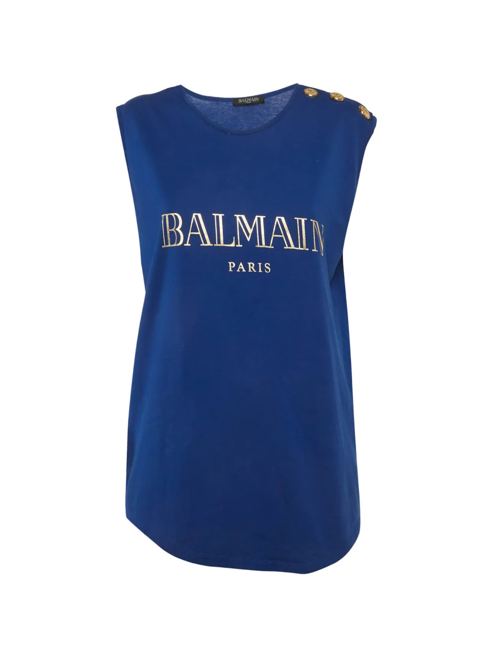 Balmain Pre-Owned logo-print button-detail top - Blau