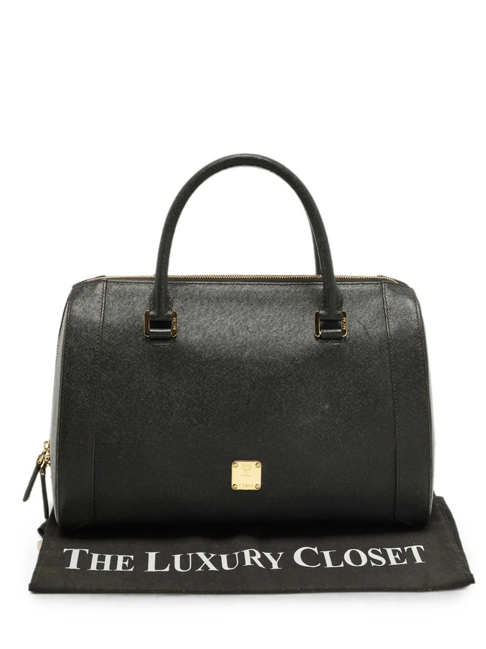 Pre-owned Mcm Boston Leather Tote Bag In Black