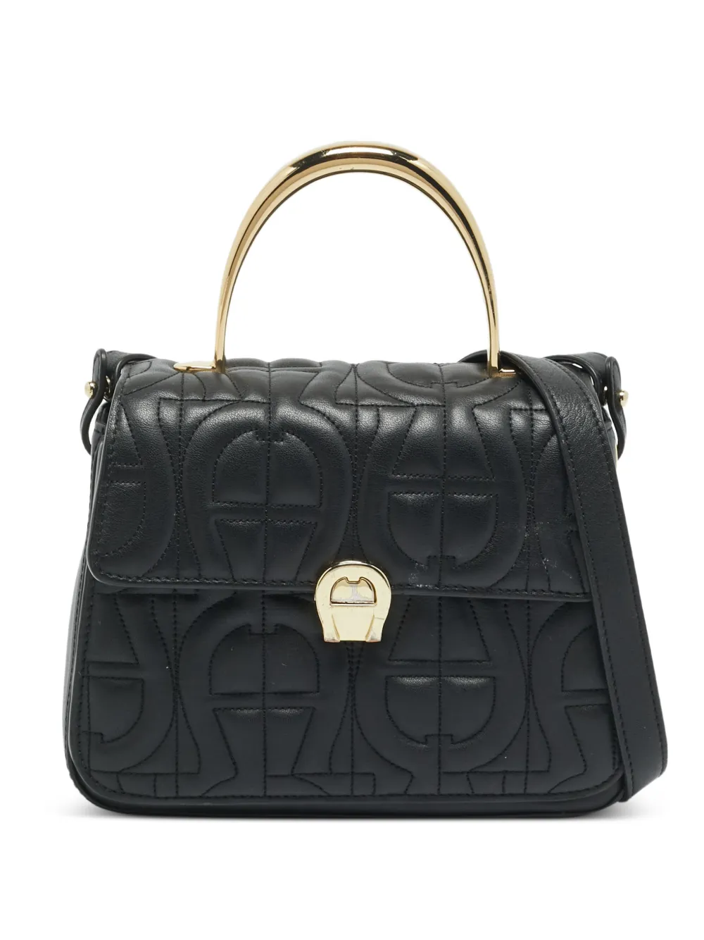 Aigner Vintage sac cabas Genoveva à motif fer à cheval embossé - Noir Aigner Vintage sac cabas Genoveva à motif fer à cheval embossé - Noir