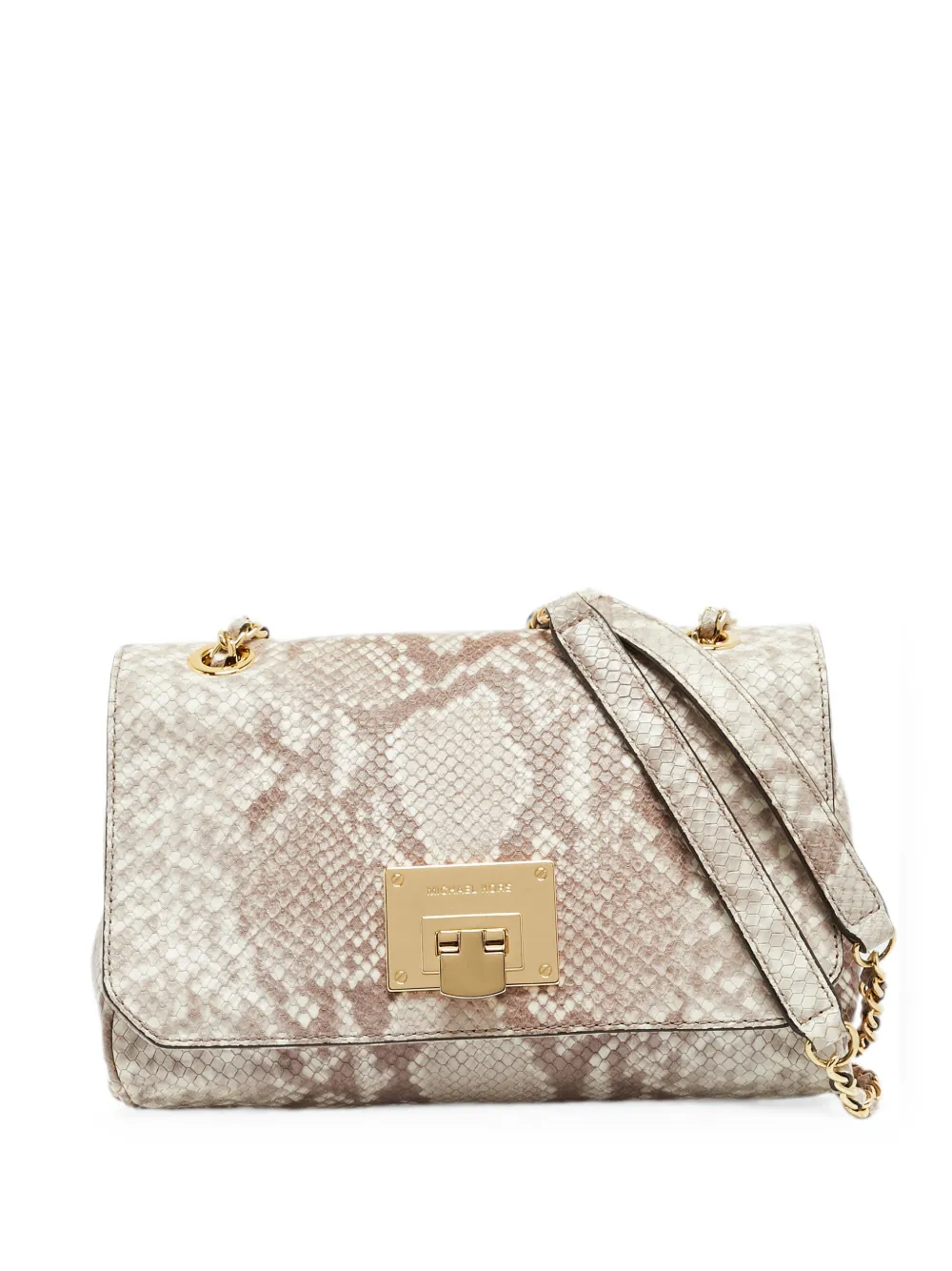 Michael Kors Vintage Vivianne python-embossed shoulder bag - Bianco