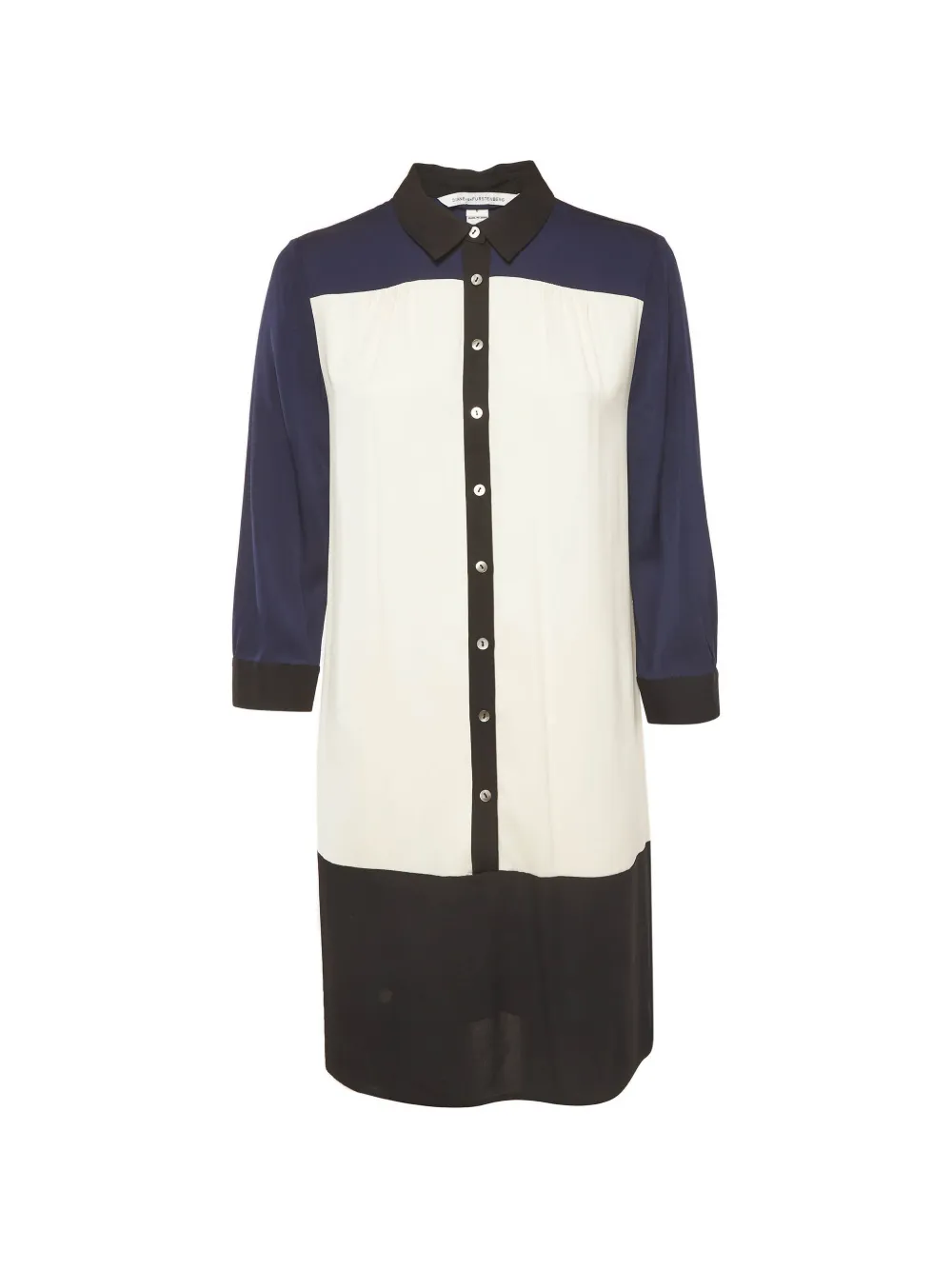 Dvf Vintage colour-block shirt dress - Bianco