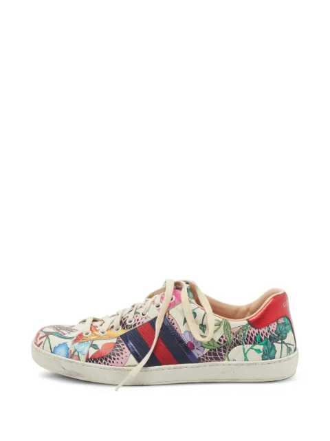 Gucci Pre-Owned Ace floral-print lace-up leather sneakers