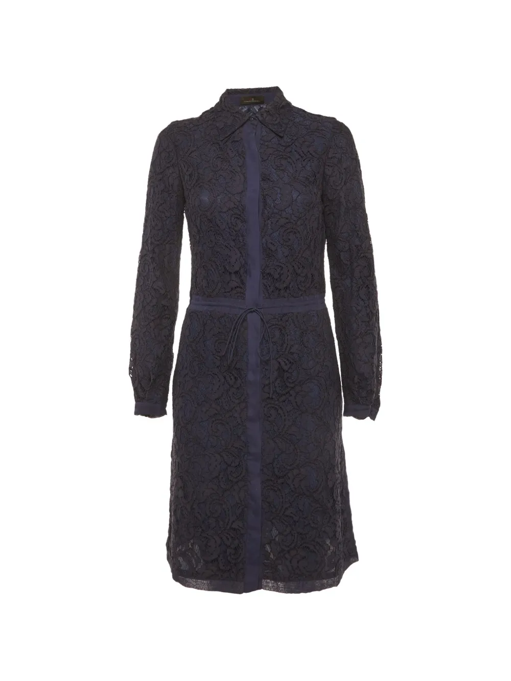 Carolina Herrera Vintage guipure-lace long-sleeve dress - Blu