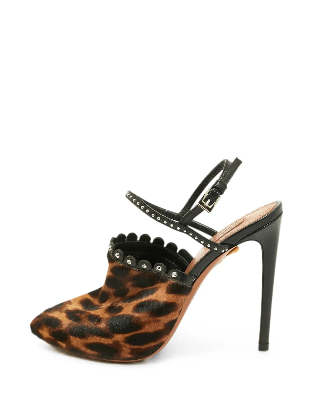 Alaïa Pre-Owned leopard-print studded heeled pumps - Brown