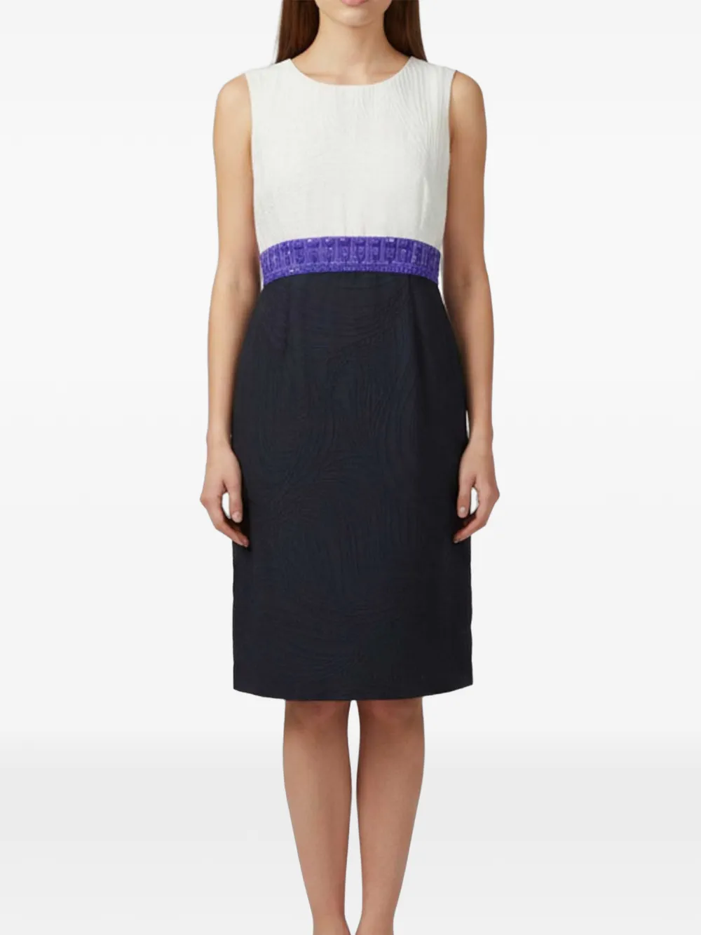 Escada Pre-Owned jacquard embellished midi dress - Blu