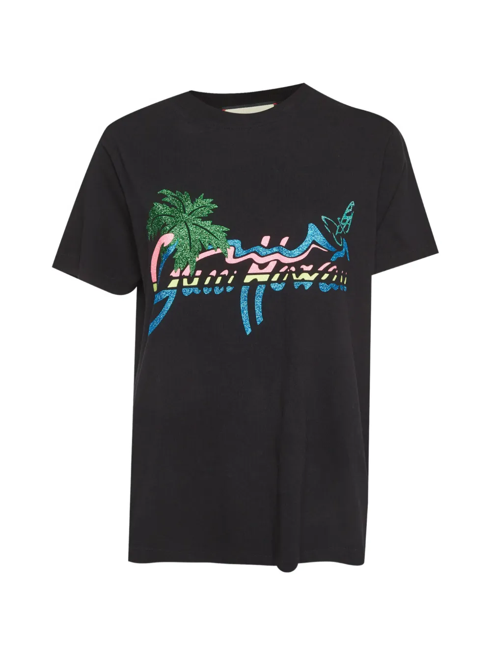 Gucci Pre-Owned hawaii-print jersey T-shirt - Nero