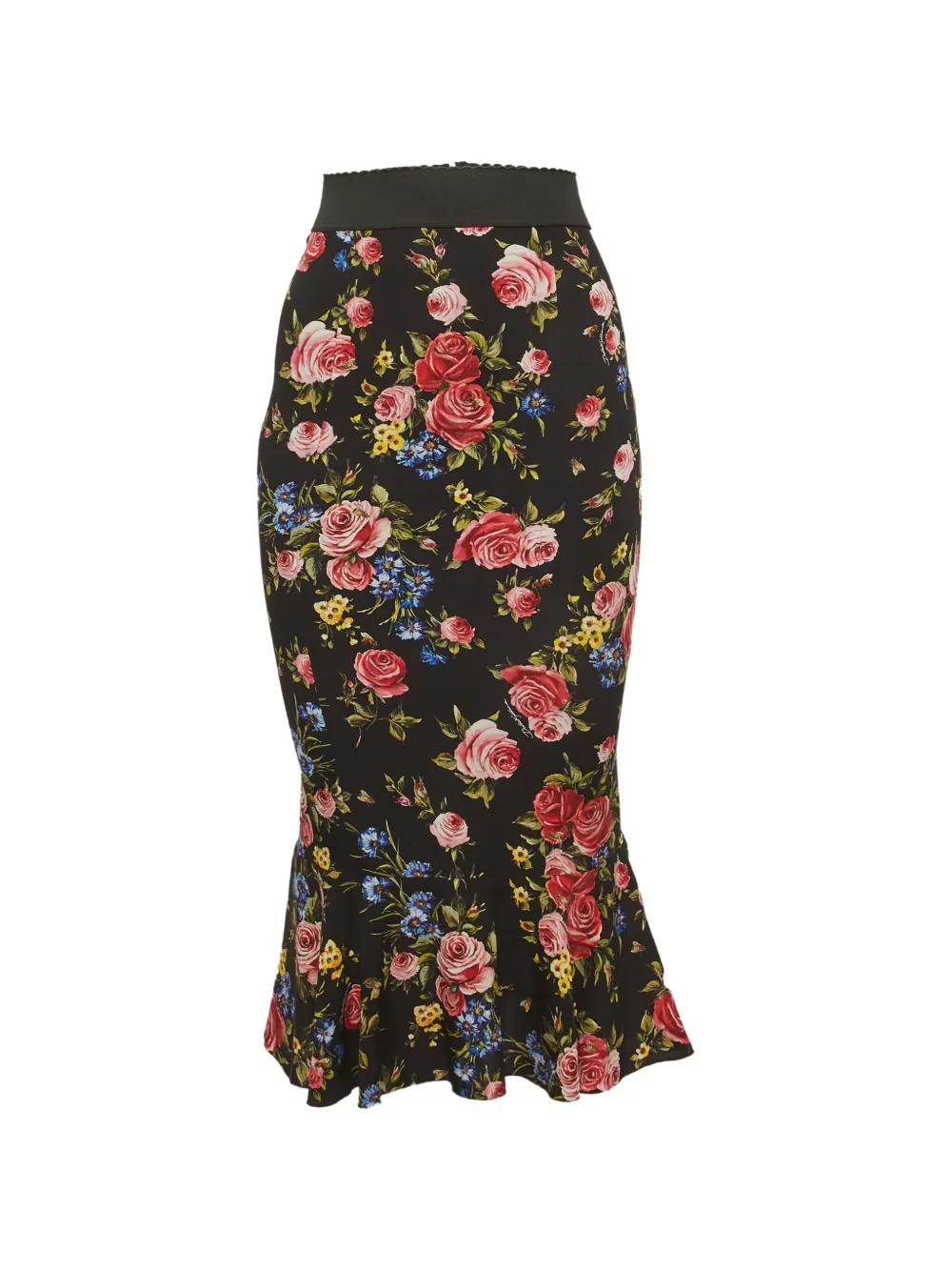 Dolce & Gabbana Pre-Owned floral-print ruffled-hem midi skirt - Schwarz