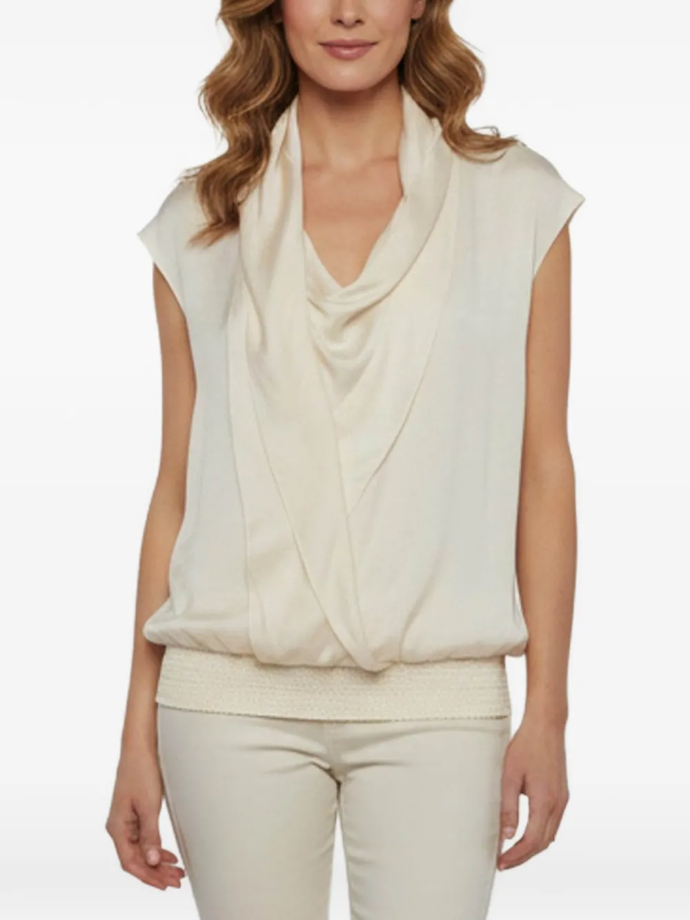 Max Mara ruffle-detail sleeveless blouse - Toni neutri