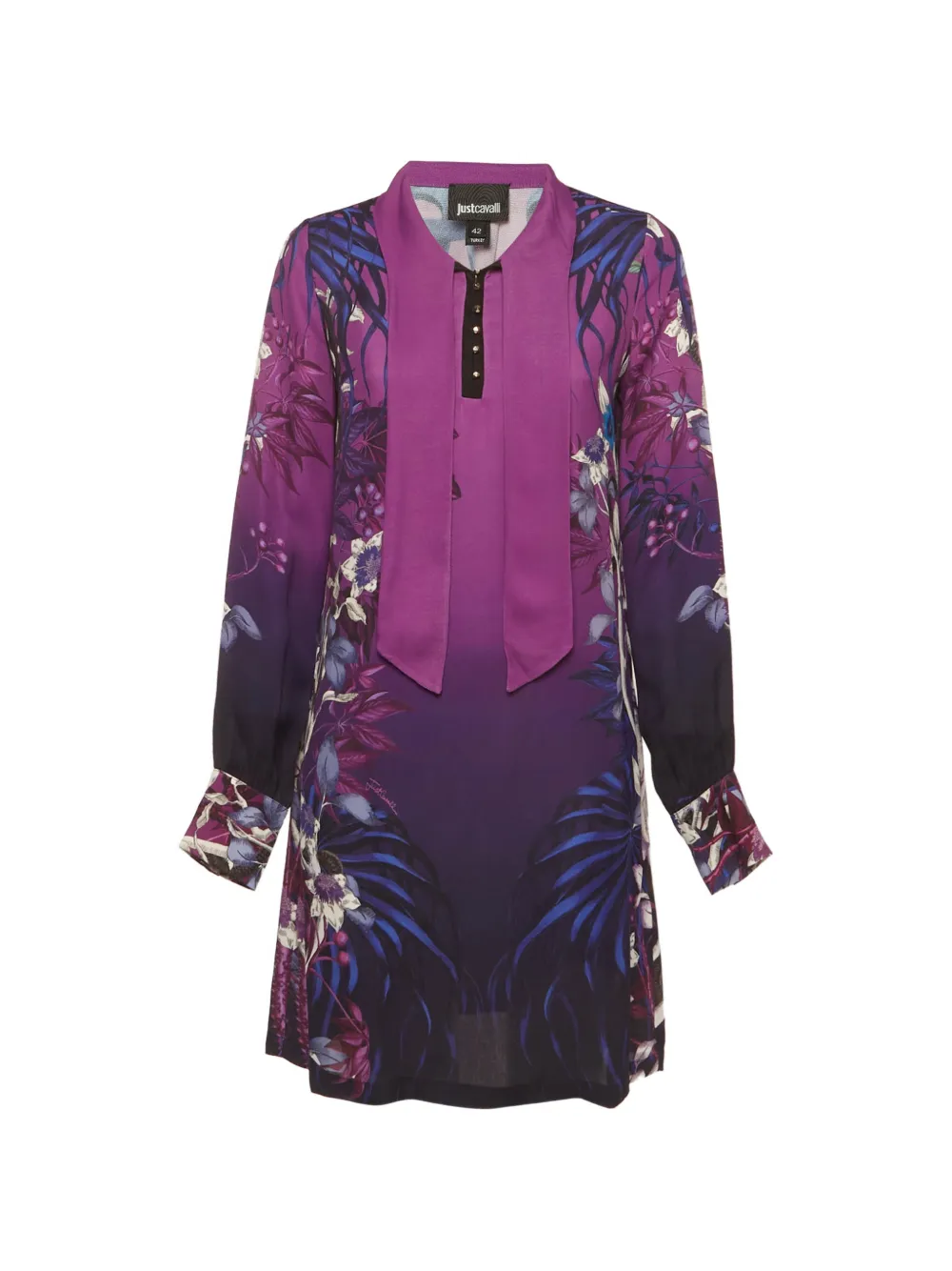 Just Cavalli Vintage printed neck-tie mini dress - Viola