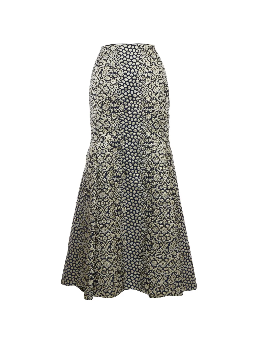 Carolina Herrera Vintage Maxirock aus Jacquard - Blau