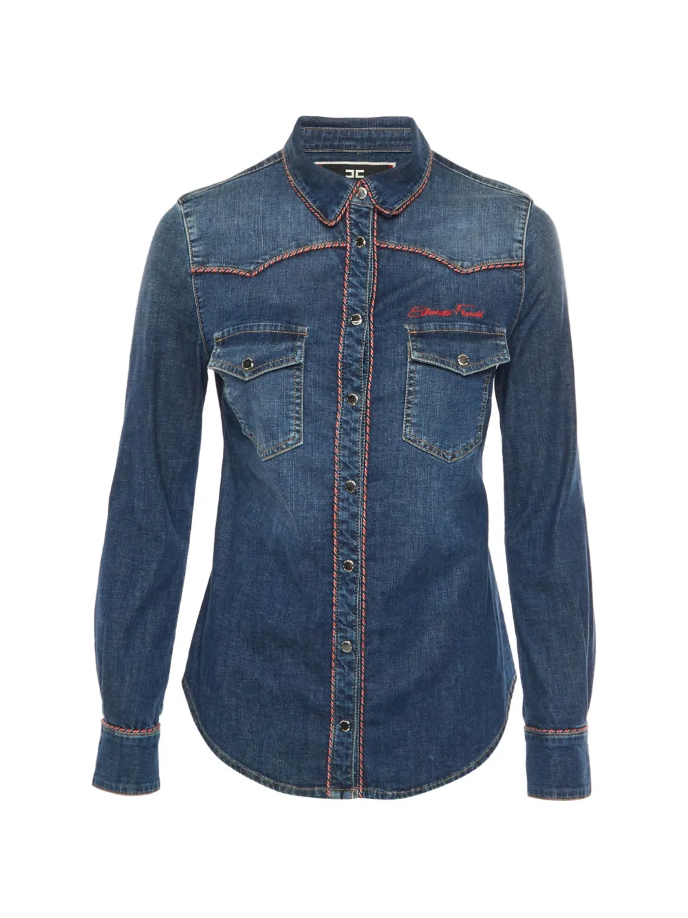 Elisabetta Franchi logo-embroidered piped shirt - Blu