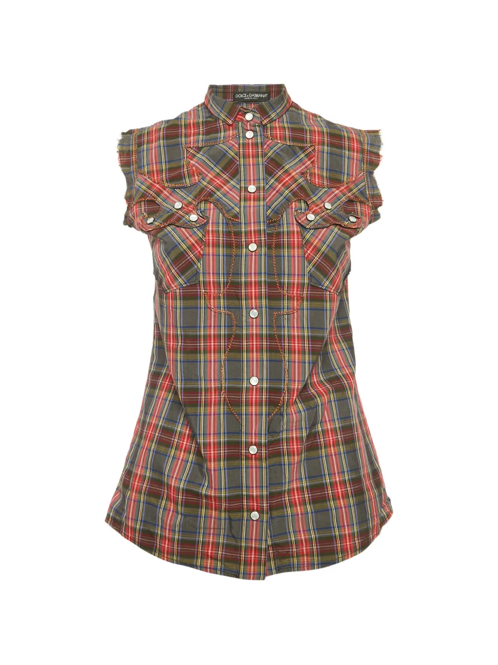 Dolce & Gabbana Pre-Owned plaid-pattern sleeveless shirt - Rosso