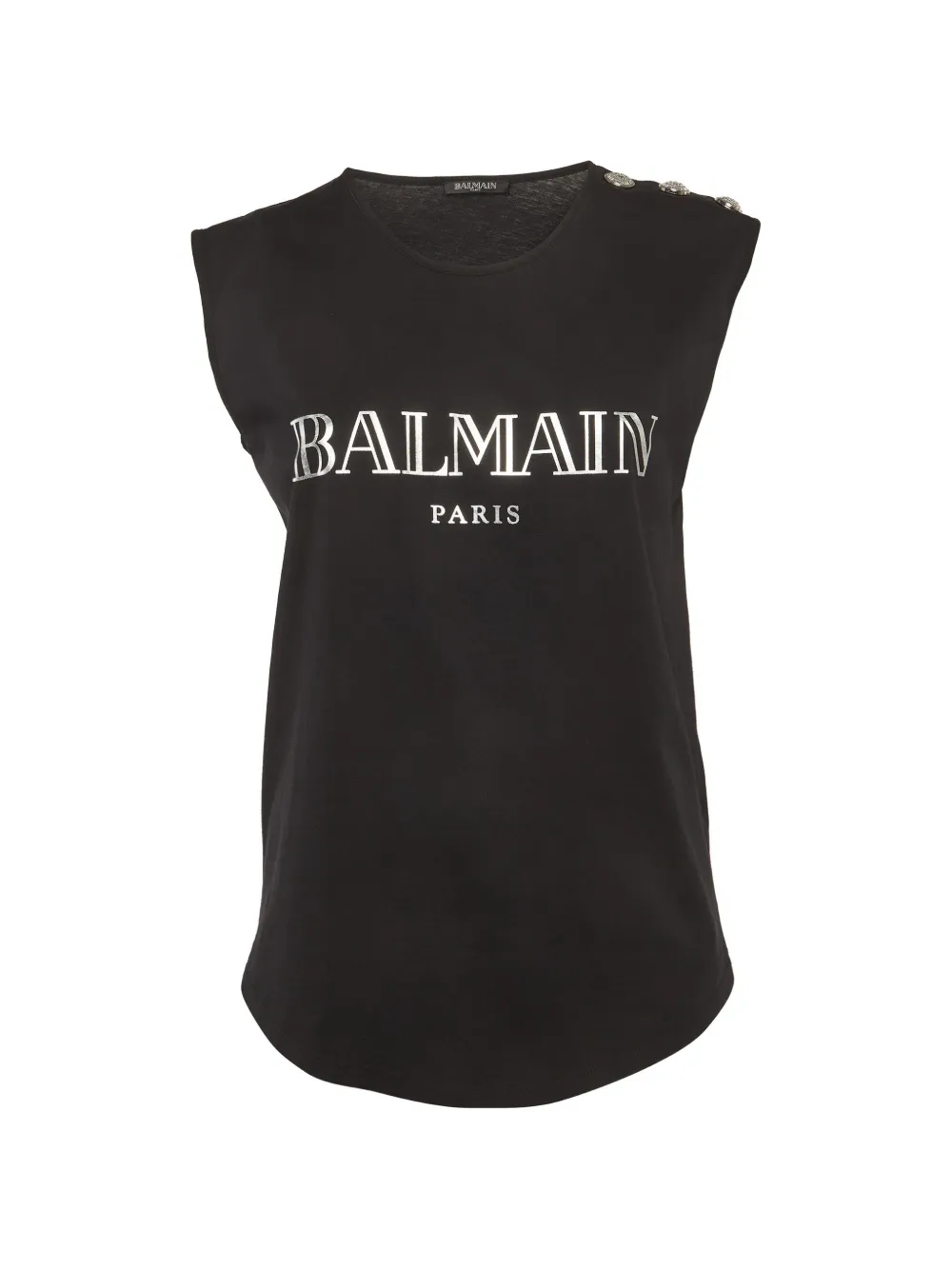 Balmain Pre-Owned logo-print button-detail tank top - Nero