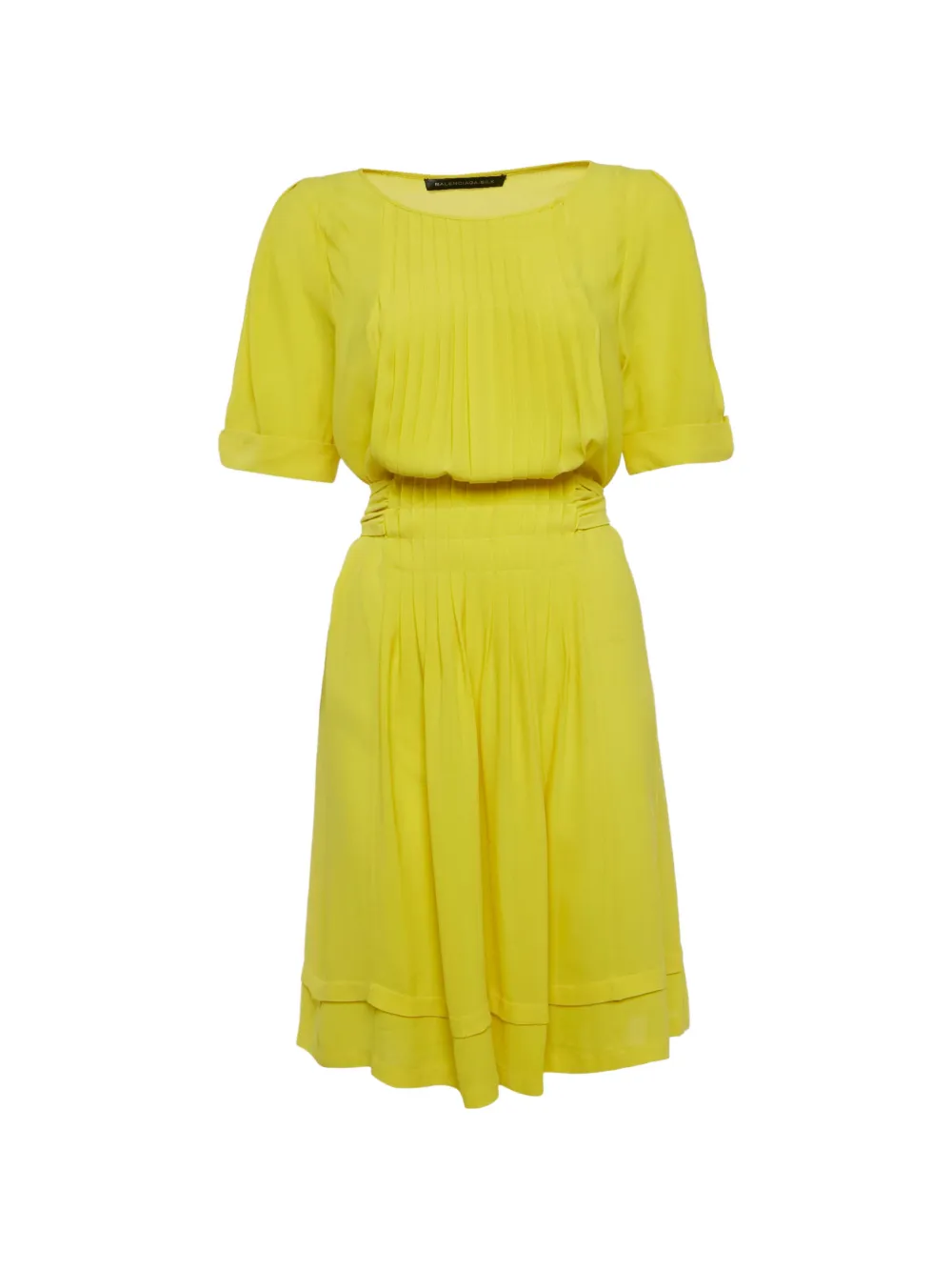 Balenciaga Pre-Owned puff-sleeve pleated-design dress - Giallo