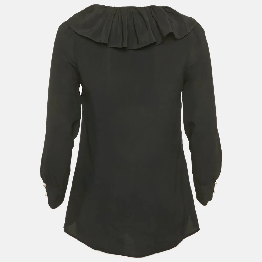  Gucci Pre-owned Ruffled Silk Blouse - Negro 