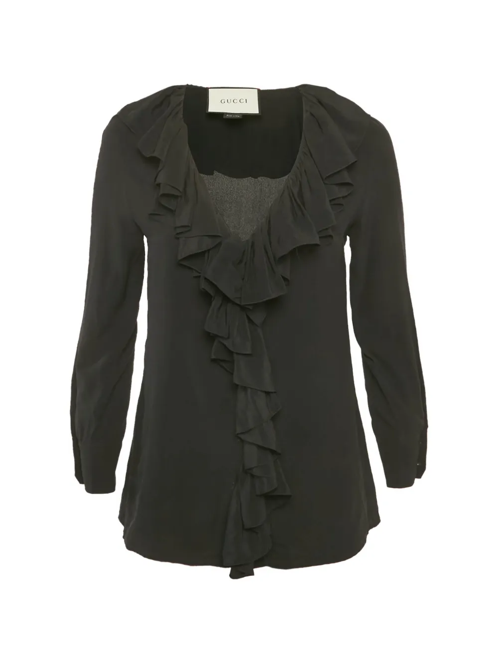 Gucci Pre-Owned ruffled silk blouse - Nero