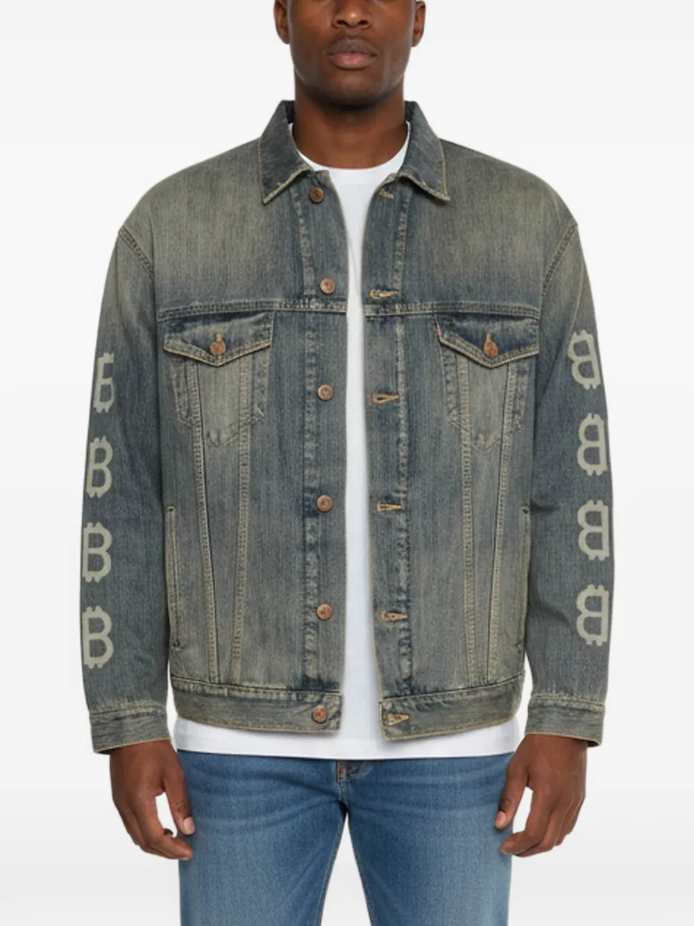 Balenciaga Pre-Owned Giacca denim con stampa - Blu