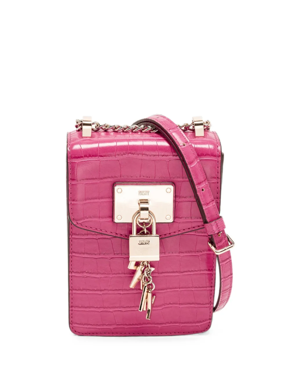 DKNY Vintage 2022 Elissa croc-embossed cross body bag - Rosa