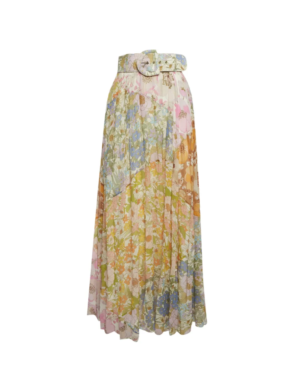 ZIMMERMANN floral-print belted maxi skirt - Nude