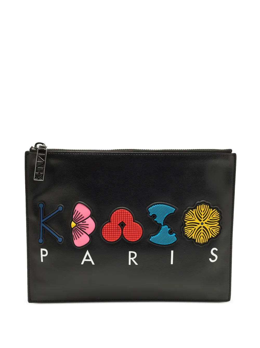 Kenzo Pre-Owned logo-patch clutch bag - Nero