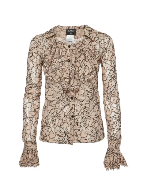 CHANEL Pre-Owned ruffled lace shirt