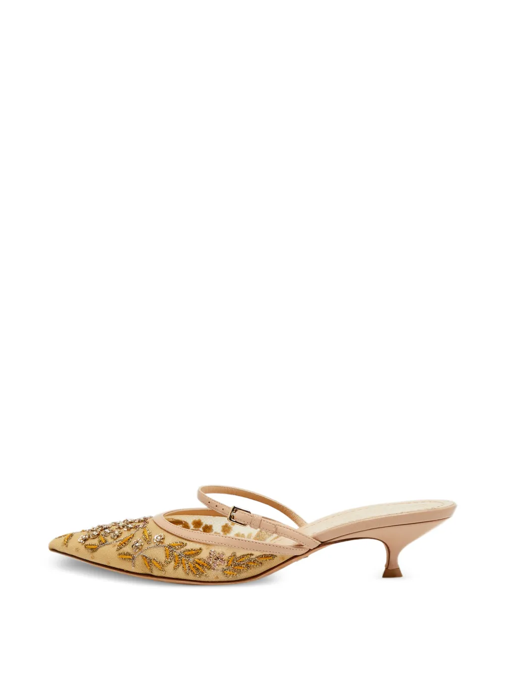 Christian Dior Pre-Owned embroidered mesh pointed-toe mules - Nude