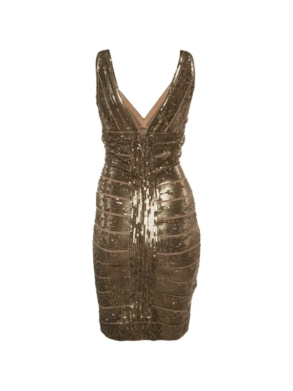 herve leger gold sequin dress Herve Leger Sequin Dress XS
