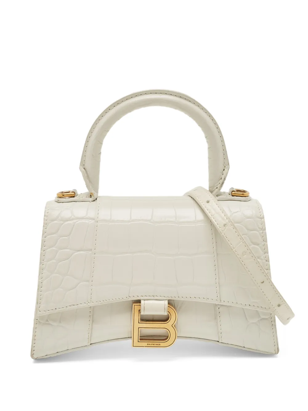 Balenciaga Pre-Owned XS Hourglass croc-embossed tote bag - Bianco