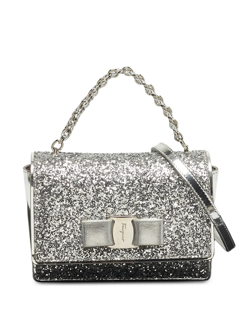 Ferragamo Pre-Owned Vara bow glitter top tote bag - Argento