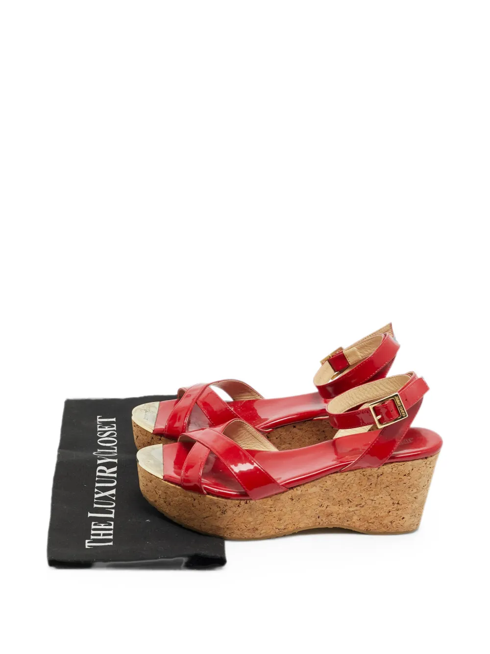 Jimmy Choo Pre-Owned Panther cork platform sandals - Rot