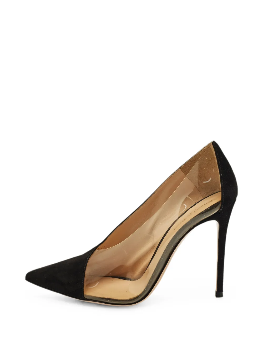 Gianvito Rossi Plexi pointed-toe suede heeled pumps - Black