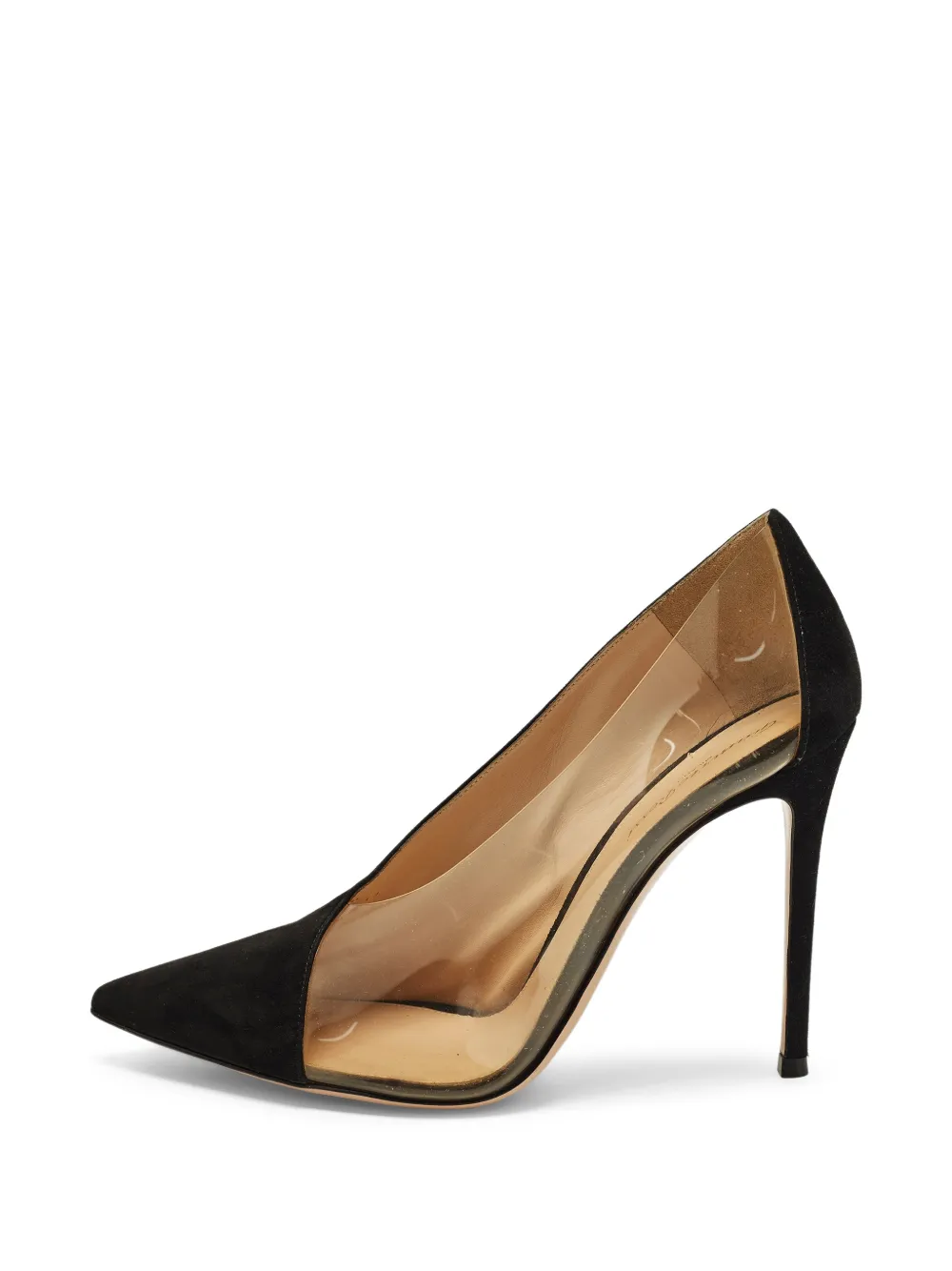 Gianvito Rossi Plexi pointed-toe suede heeled pumps - Nero