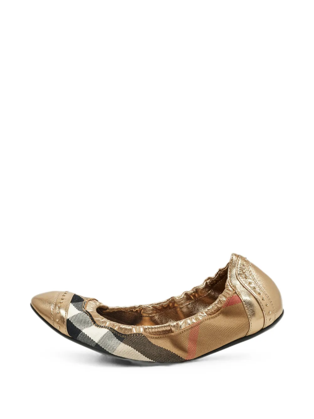 Burberry Pre-Owned Southwark House check ballet flats - Gold