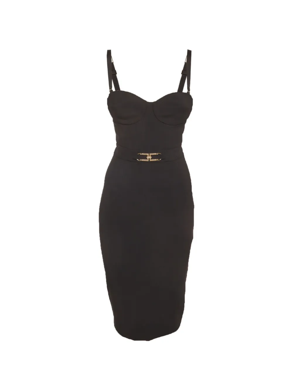 Elisabetta Franchi sleeveless belted midi dress - Nero