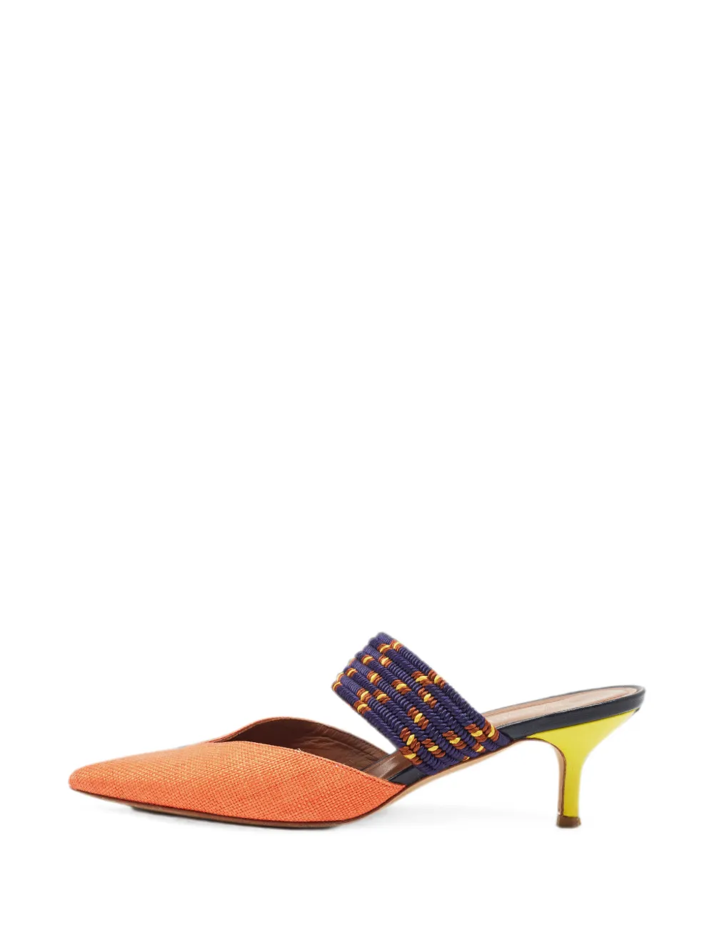 Pre-owned Malone Souliers Maisie Raffia Heeled Mules In Orange