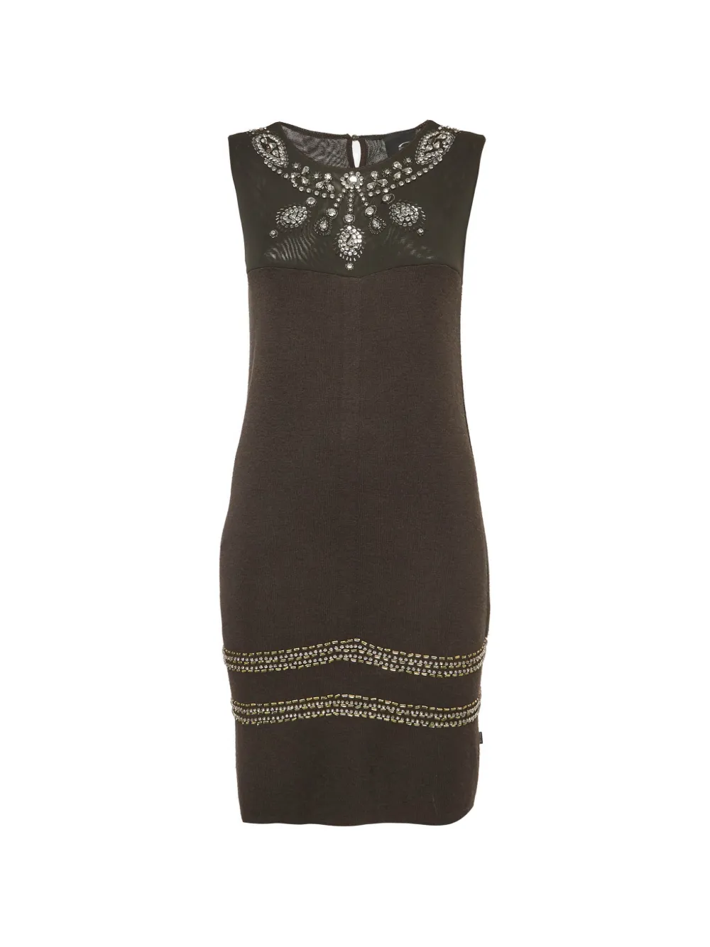 Just Cavalli Vintage Verziertes Maxikleid mit Mesh-Einsatz - Braun
