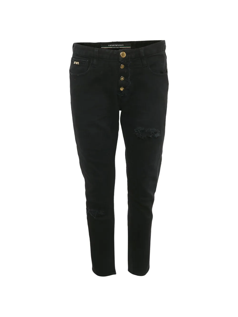 Emporio Armani Pre-Owned belt-loop distressed jeans - Nero