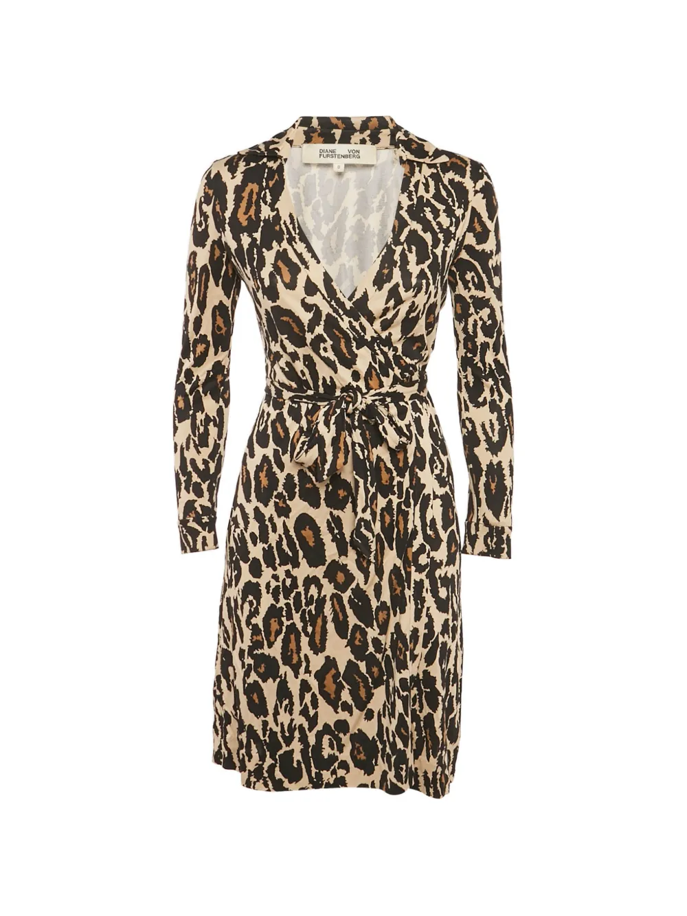 DVF Diane von Furstenberg long-sleeve leopard-print belted silk dress - Braun