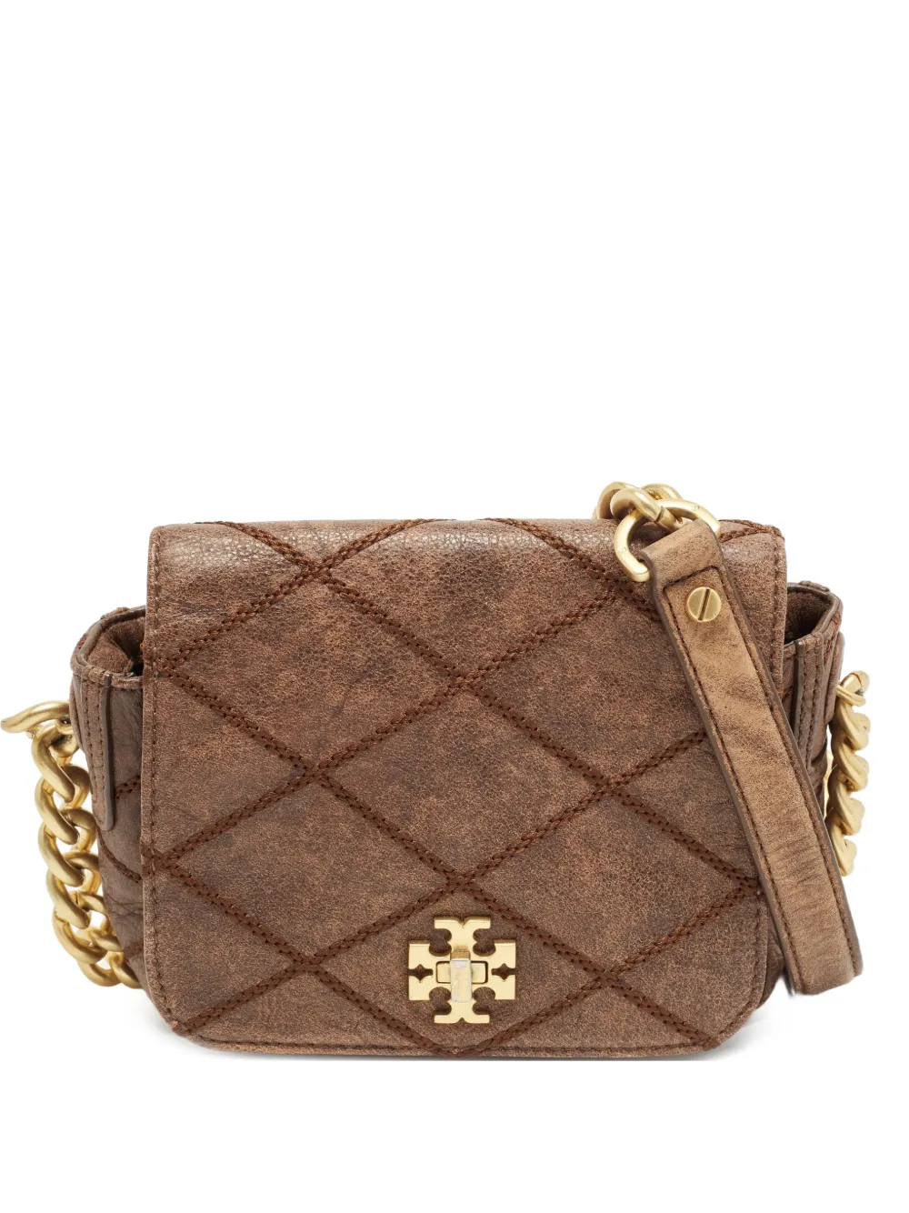 Tory Burch Kira quilted mini crossbody bag - Marrone