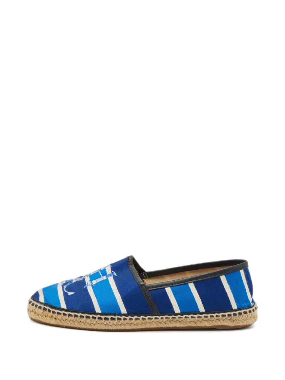 Carolina Herrera Vintage striped logo-embroidered espadrilles - Blau