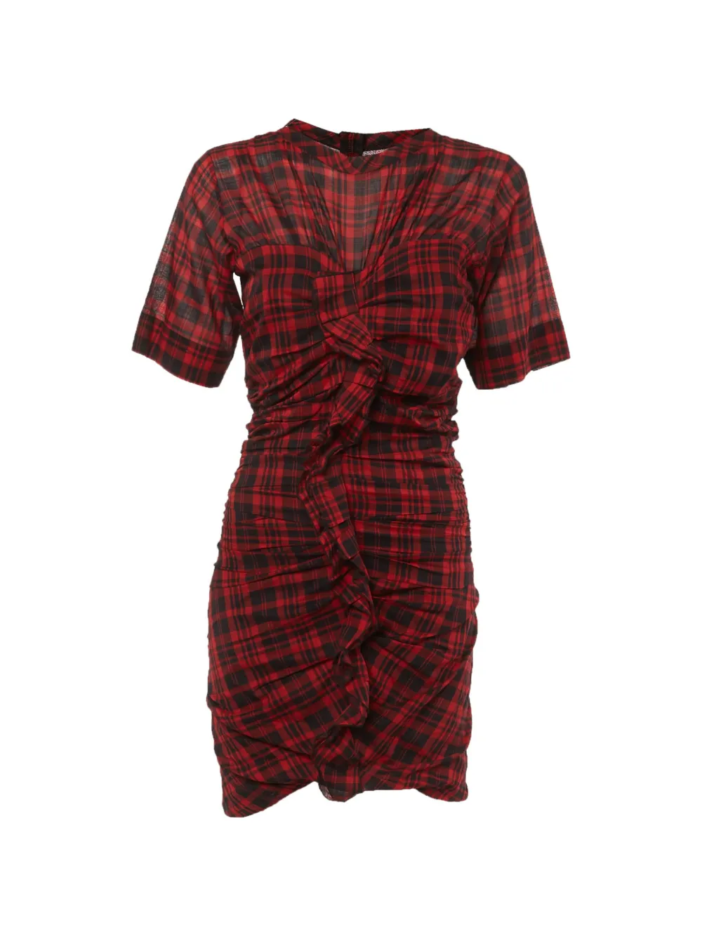 Isabel Marant Vintage Gerafftes Minikleid mit Karomuster - Rot