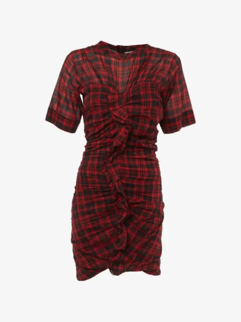 Isabel Marant Vintage plaid-pattern ruched mini dress