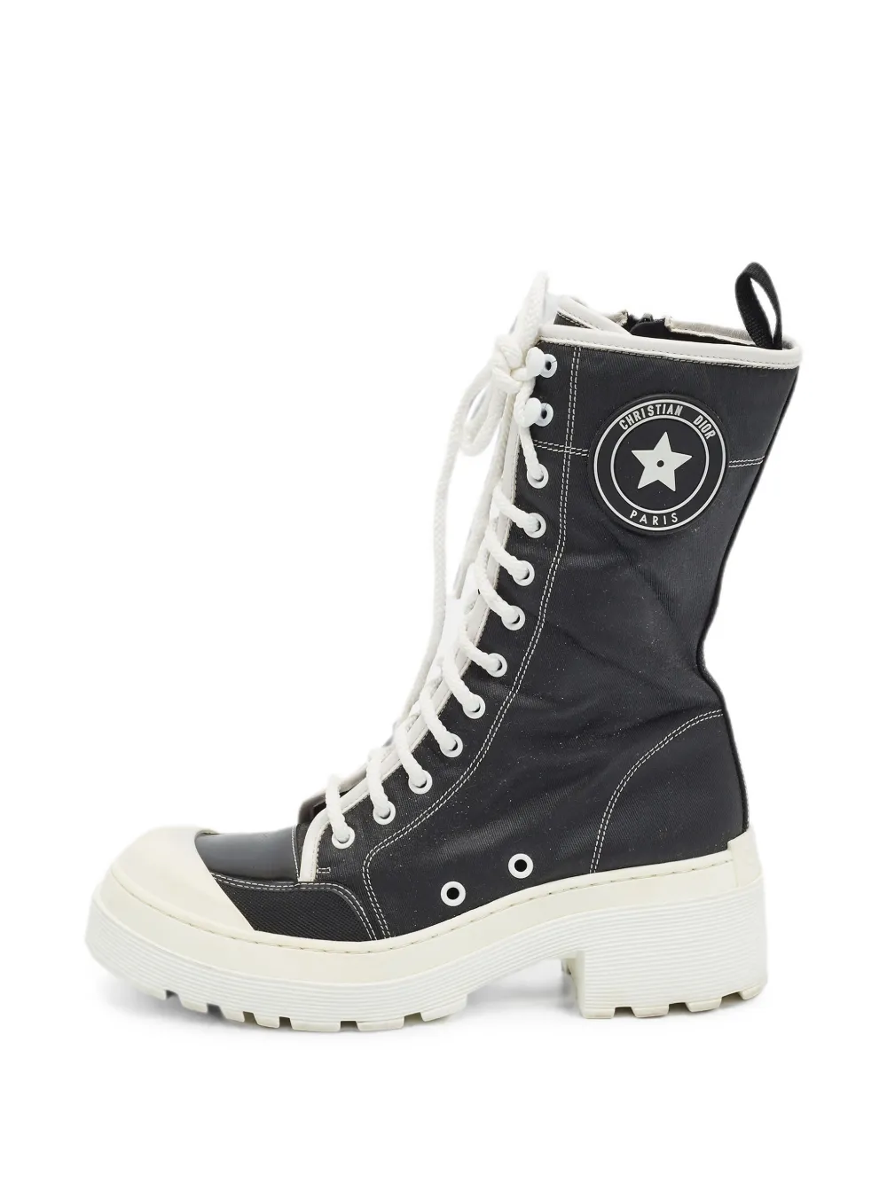 Pre-owned Dior D-rise Lace-up Boots In Black