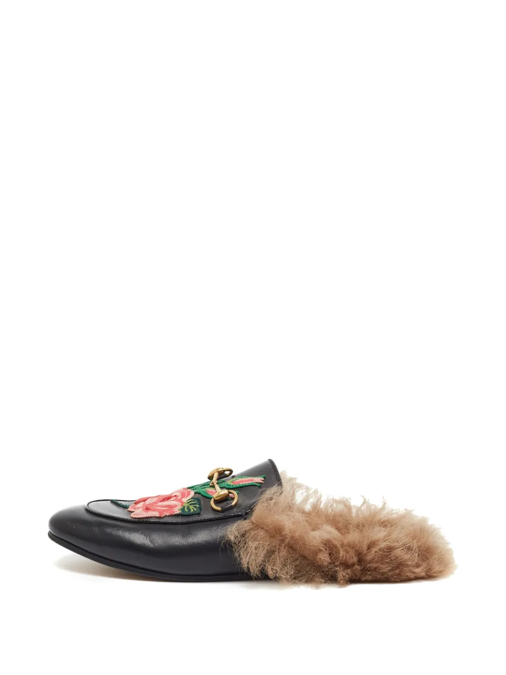 Gucci Pre-Owned Princetown Mules mit Blumenstickerei - Schwarz