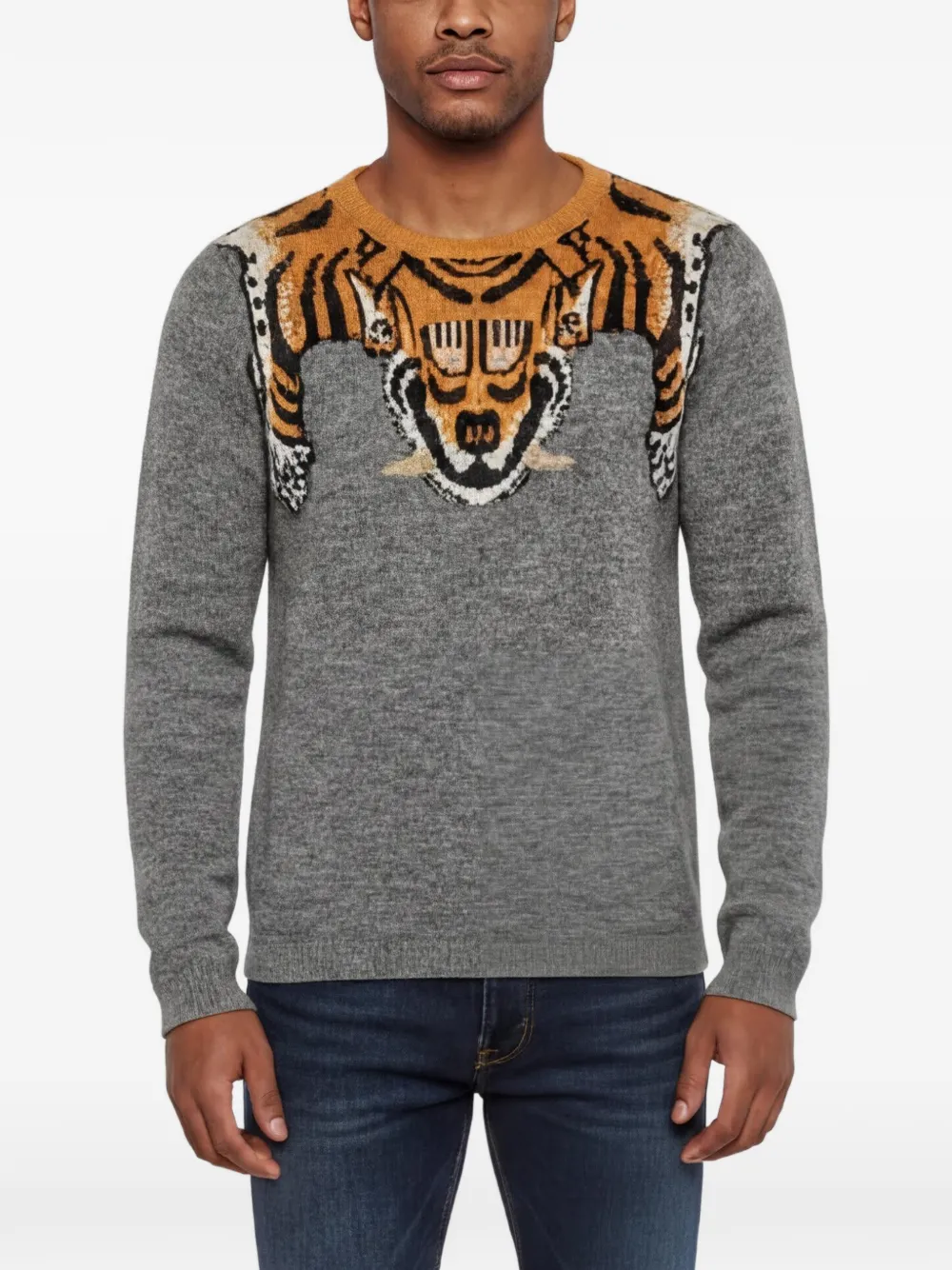 Gucci Pre-Owned tiger-print sweater - Grigio