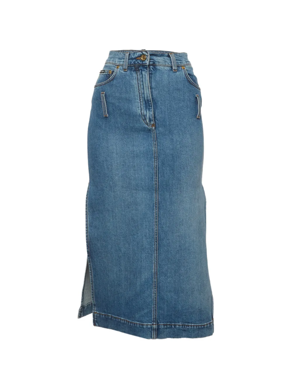 Dolce & Gabbana Pre-Owned side-slit midi skirt - Blu