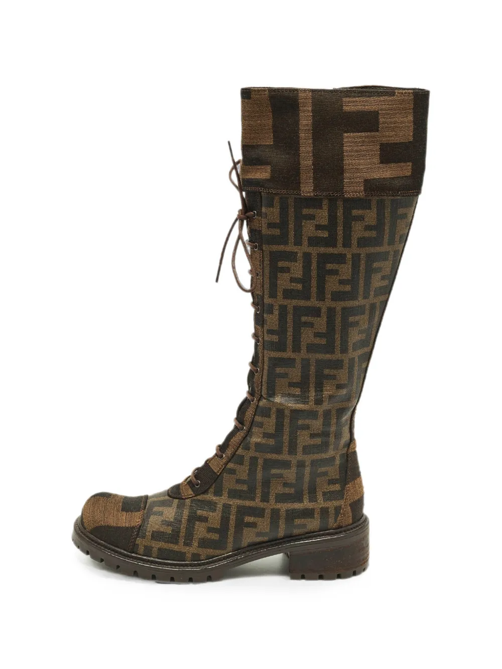 Fendi Pre-Owned Fendi Mania FF motif knee-length boots - Braun
