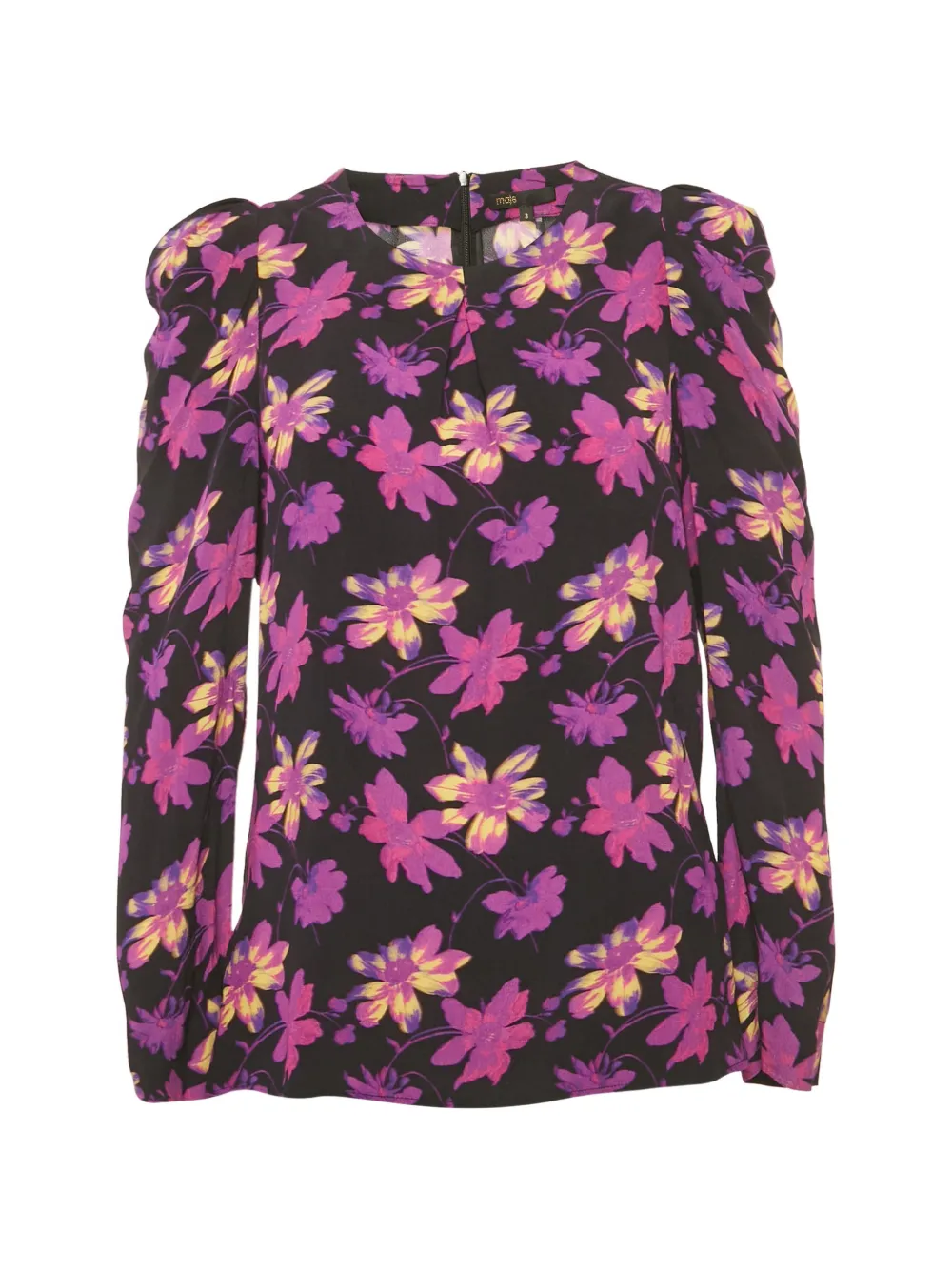 Maje Blusa a fiori con maniche a palloncino - Nero