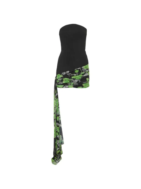 David Koma rose-print strapless dress